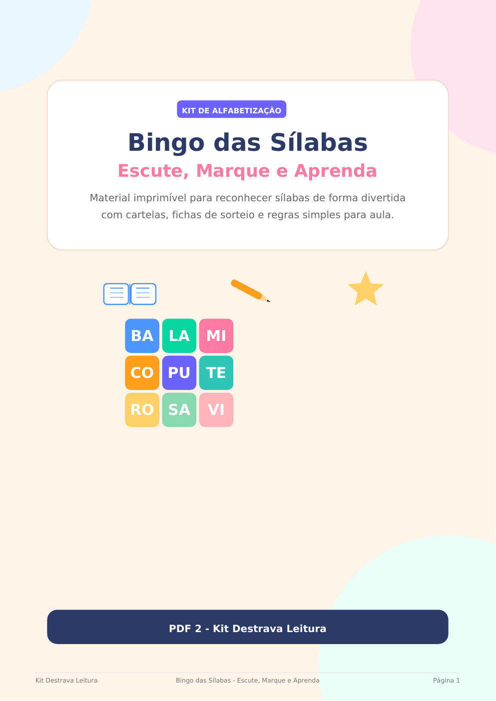 Capa do Bingo de Sílabas
