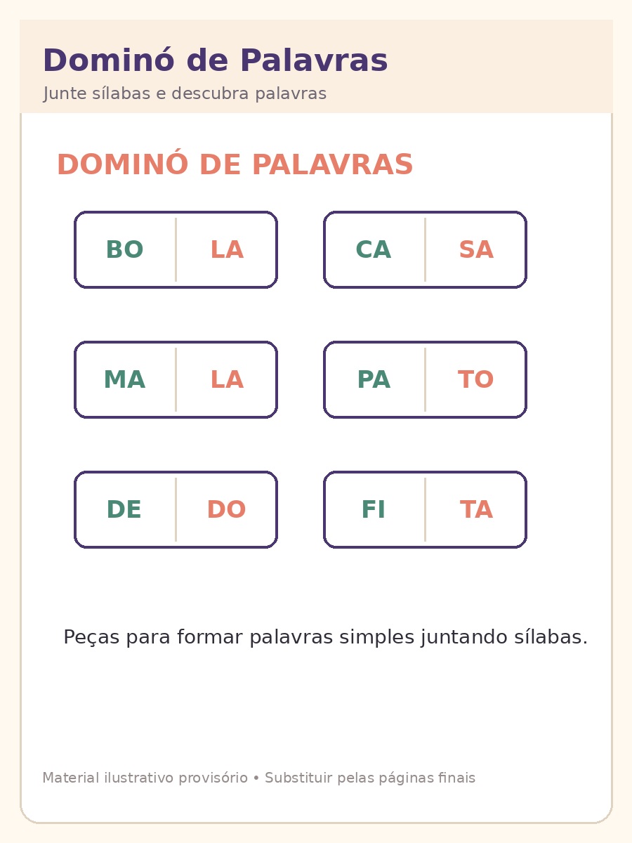 Prévia ilustrativa de peças de dominó